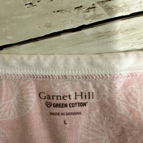 Garnet Hill Green Cotton Pajama Set Floral Print Long Sleeve Top Pants Sz L Wrap - Picture 3 of 14